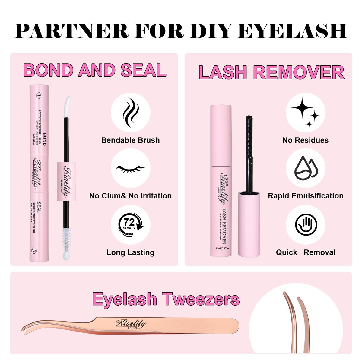 Flare Lashes with Invisible Band – DIY Natural Eyelash Extension Kit with Bond, Seal, Glue, and Remover – Beginner Friendly, Individual Lashes, Waterproof & Long Lasting Makeup Avelisse