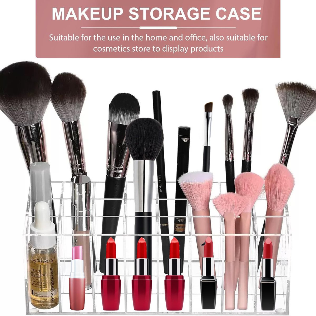 Dmopipp 24-Slot Clear Acrylic Lipstick Organizer - Compact Lip Gloss, Perfume Sample & Mascara Holder Display Rack Avelisse