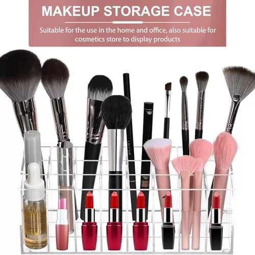 Dmopipp 24-Slot Clear Acrylic Lipstick Organizer - Compact Lip Gloss, Perfume Sample & Mascara Holder Display Rack Avelisse