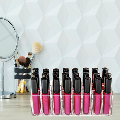 Dmopipp 24-Slot Clear Acrylic Lipstick Organizer - Compact Lip Gloss, Perfume Sample & Mascara Holder Display Rack Avelisse