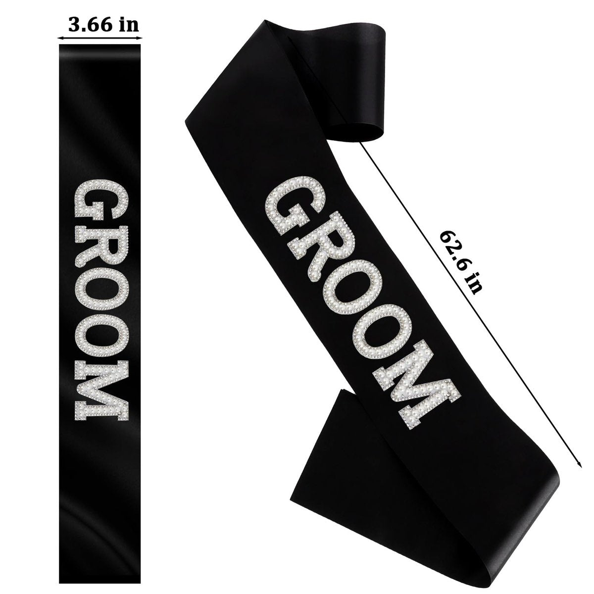 KICOSY 2-Piece Pearl Bride and Groom Sash Set: White BRIDE Sash & Black GROOM Sash for Bachelorette Party, Hen Party, Wedding, Bridal Shower & Engagement Favors - görsel 15