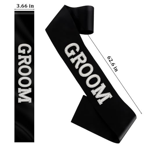 KICOSY 2-Piece Pearl Bride and Groom Sash Set: White BRIDE Sash & Black GROOM Sash for Bachelorette Party, Hen Party, Wedding, Bridal Shower & Engagement Favors - görsel 16