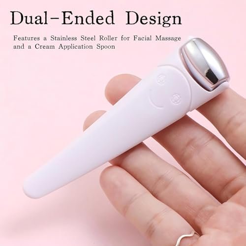KINTEGOOD Mini Ice Roller for Face and Eyes - Portable Stainless Steel Facial Massage Tool with Cream Spoon for Travel, Dark Circles and Puffiness Relief, White - görsel 10