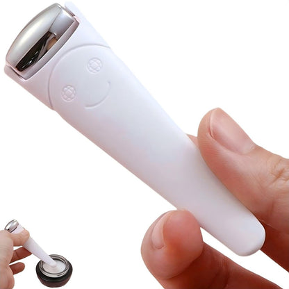 KINTEGOOD Mini Ice Roller for Face and Eyes - Portable Stainless Steel Facial Massage Tool with Cream Spoon for Travel, Dark Circles and Puffiness Relief, White