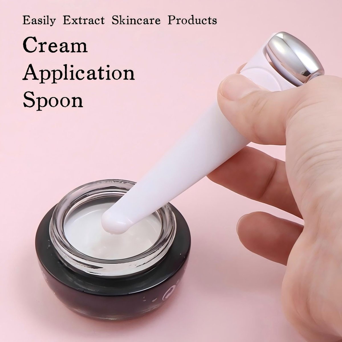 KINTEGOOD Mini Ice Roller for Face and Eyes - Portable Stainless Steel Facial Massage Tool with Cream Spoon for Travel, Dark Circles and Puffiness Relief, White - görsel 3
