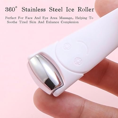 KINTEGOOD Mini Ice Roller for Face and Eyes - Portable Stainless Steel Facial Massage Tool with Cream Spoon for Travel, Dark Circles and Puffiness Relief, White - görsel 6