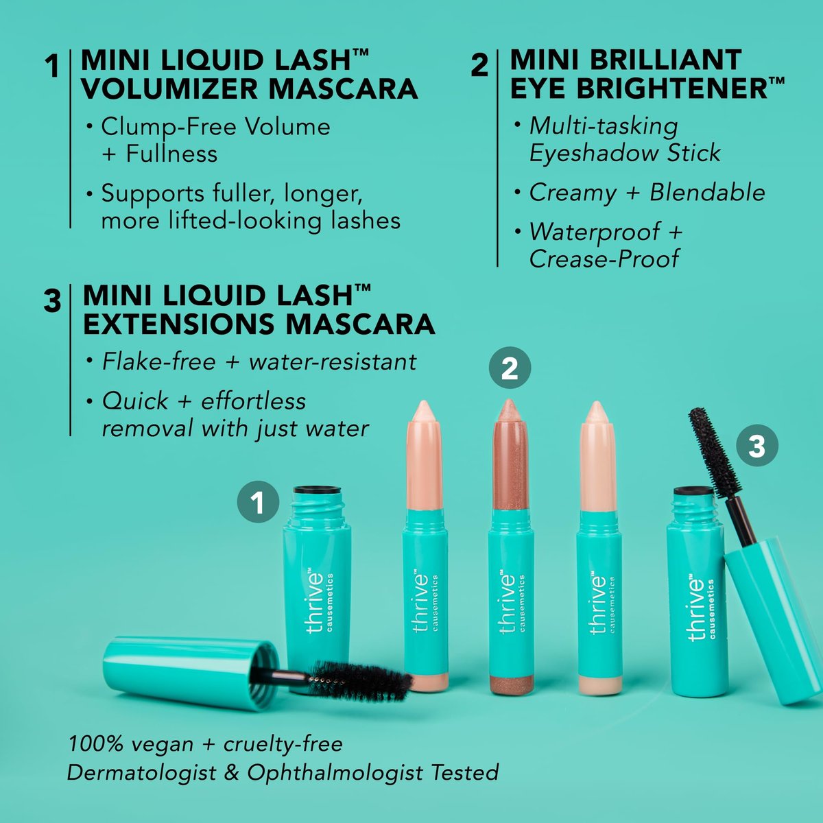 Thrive Causemetics Mini Makeup Essentials Gift Set – Mini Mascaras & Highlighter Sticks for Mother's Day Avelisse