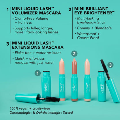 Thrive Causemetics Mini Makeup Essentials Gift Set – Mini Mascaras & Highlighter Sticks for Mother's Day Avelisse