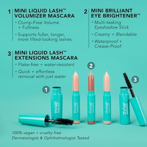 Thrive Causemetics Mini Makeup Essentials Gift Set – Mini Mascaras & Highlighter Sticks for Mother's Day Avelisse