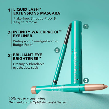 Thrive Causemetics Trio Kit | Best-Selling Makeup Gift Set | Liquid Lash Extensions Mascara, Brilliant Eye Brightener, Infinity Waterproof Eyeliner Avelisse
