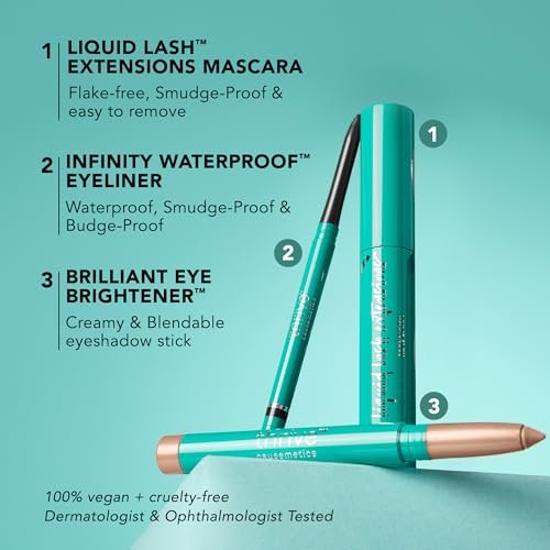 Thrive Causemetics Trio Kit | Best-Selling Makeup Gift Set | Liquid Lash Extensions Mascara, Brilliant Eye Brightener, Infinity Waterproof Eyeliner Avelisse