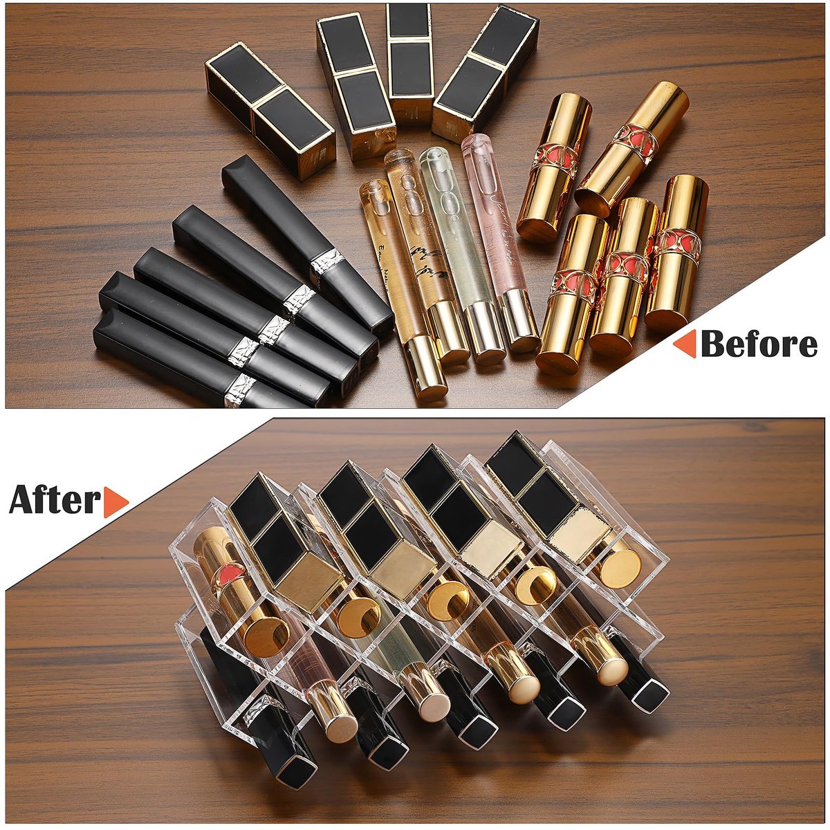 ELLDOO Rollerball Perfume Organizer, 14 Spaces Clear Acrylic Perfume Storage Holder, Stackable Beauty Scent Display Case for Lipgloss Lipstick Lip Gloss Avelisse