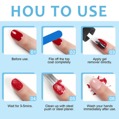 Magic Gel Remover: Quick Gel Nail Polish Remover in 3 Minutes – No Soaking or Wrapping – Professional Nail Remover 0.5 Fl Oz