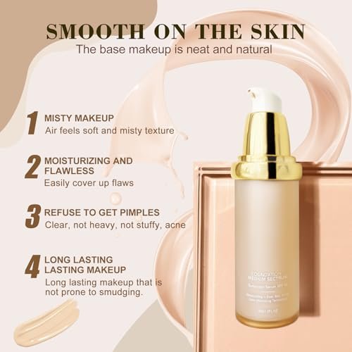 Rise Luxus Ultrablend 4 In 1 Foundation – Match Skin Color Changed Foundation Liquid with SPF 50, Waterproof, 1 Fl Oz (Beige) Avelisse