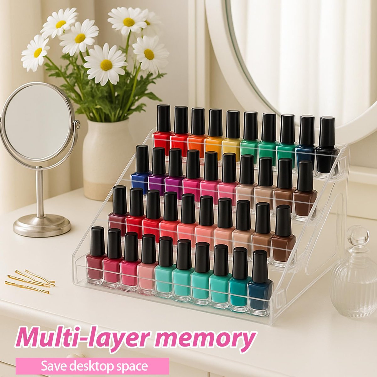 Clear 2 Pack Nail Polish Organizer 5 Layers Acrylic Sunglass Display Rack - Eyeglasses Storage, Essential Oils Holder, Makeup Organizer, No Tool Assembly - görsel 13