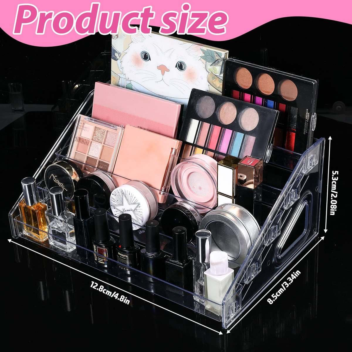 Clear 2 Pack Nail Polish Organizer 5 Layers Acrylic Sunglass Display Rack - Eyeglasses Storage, Essential Oils Holder, Makeup Organizer, No Tool Assembly - görsel 3