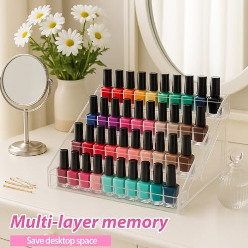 Clear 2 Pack Nail Polish Organizer 5 Layers Acrylic Sunglass Display Rack - Eyeglasses Storage, Essential Oils Holder, Makeup Organizer, No Tool Assembly - görsel 14