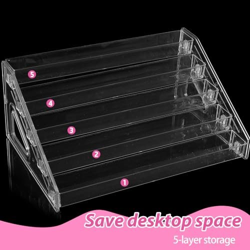 Clear 2 Pack Nail Polish Organizer 5 Layers Acrylic Sunglass Display Rack - Eyeglasses Storage, Essential Oils Holder, Makeup Organizer, No Tool Assembly - görsel 8