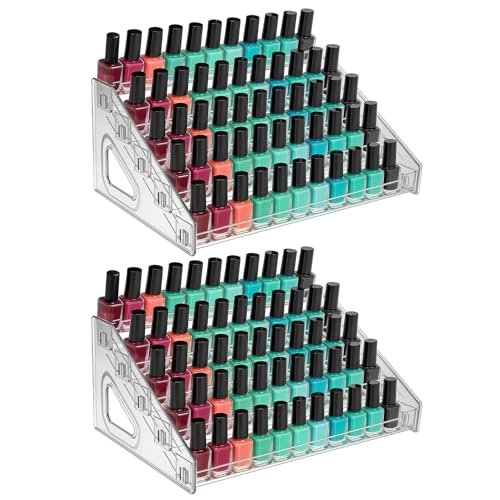 Clear 2 Pack Nail Polish Organizer 5 Layers Acrylic Sunglass Display Rack - Eyeglasses Storage, Essential Oils Holder, Makeup Organizer, No Tool Assembly - görsel 2