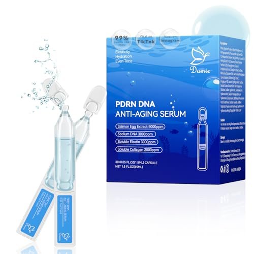 Salmon DNA PDRN Anti-Aging Serum – 5000ppm Salmon Egg DNA Ampoule with Collagen, Glutathione, Niacinamide & 6 Hyaluronic Acids – Korean Skincare for Wrinkles & Radiance (0.05 fl oz x 30) Avelisse