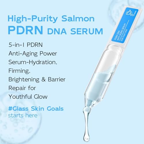 Salmon DNA PDRN Anti-Aging Serum – 5000ppm Salmon Egg DNA Ampoule with Collagen, Glutathione, Niacinamide & 6 Hyaluronic Acids – Korean Skincare for Wrinkles & Radiance (0.05 fl oz x 30) Avelisse