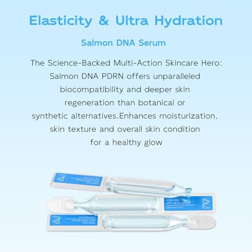 Salmon DNA PDRN Anti-Aging Serum – 5000ppm Salmon Egg DNA Ampoule with Collagen, Glutathione, Niacinamide & 6 Hyaluronic Acids – Korean Skincare for Wrinkles & Radiance (0.05 fl oz x 30) Avelisse