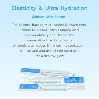 Salmon DNA PDRN Anti-Aging Serum – 5000ppm Salmon Egg DNA Ampoule with Collagen, Glutathione, Niacinamide & 6 Hyaluronic Acids – Korean Skincare for Wrinkles & Radiance (0.05 fl oz x 30) Avelisse