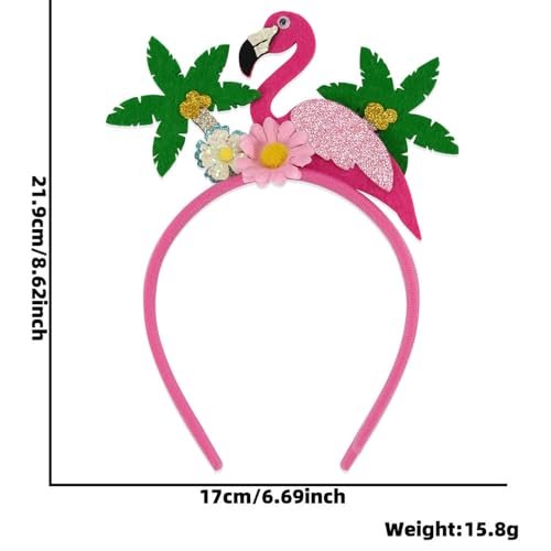 Flamingo Headband Fashion Coconut Tree Hair Accessories for Women Hawaii Party Headbands for Girls Summer Beach Flower Hair Bands Pink Hair Decorations 1Pcs - görsel 12
