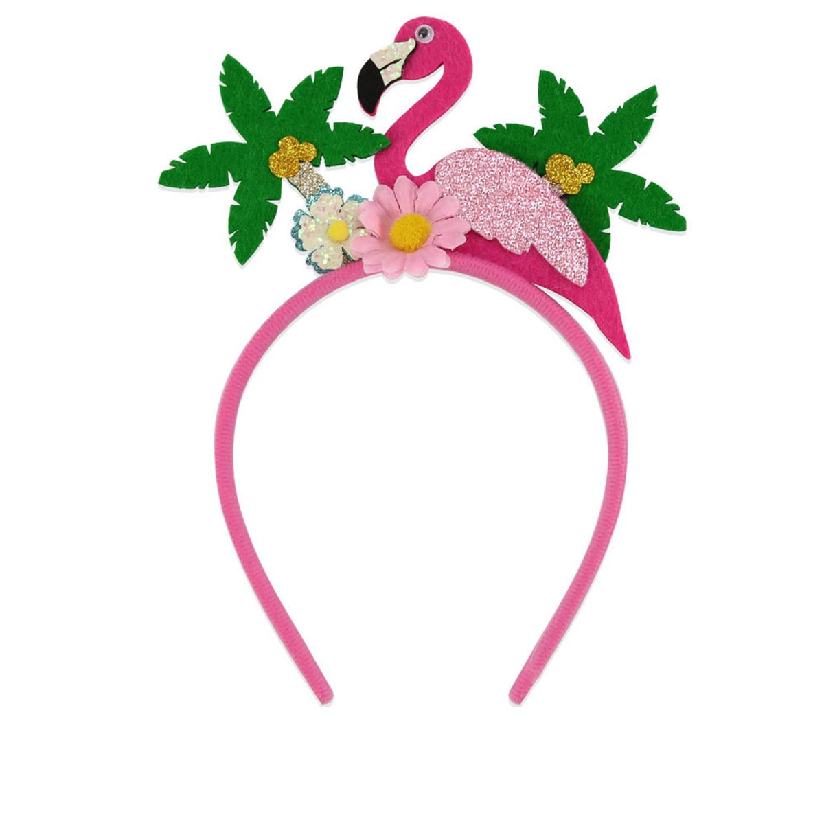 Flamingo Headband Fashion Coconut Tree Hair Accessories for Women Hawaii Party Headbands for Girls Summer Beach Flower Hair Bands Pink Hair Decorations 1Pcs - görsel 1