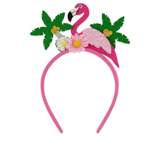 Flamingo Headband Fashion Coconut Tree Hair Accessories for Women Hawaii Party Headbands for Girls Summer Beach Flower Hair Bands Pink Hair Decorations 1Pcs - görsel 2
