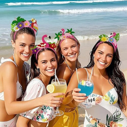 Hawaiian Parrot & Coconut Tree Headband - Summer Beach Flower Hair Accessory for Women & Girls
