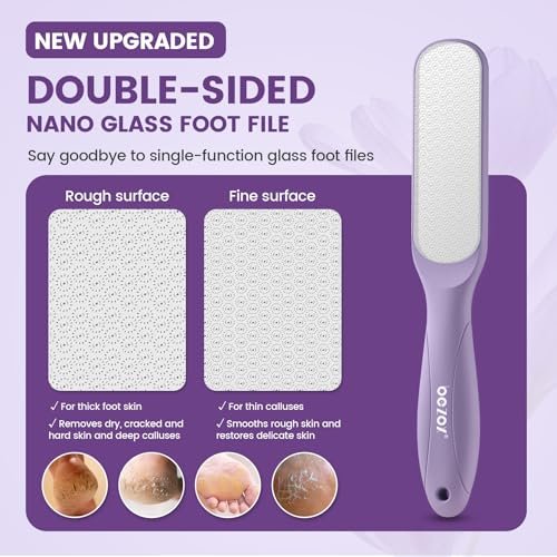 BEZOX Glass Foot File Callus Remover - Professional Pedicure Heel File for Silky Smooth Heels & Dead Skin Removal, Washable Foot Scraper (Purple, 1 Count) Avelisse