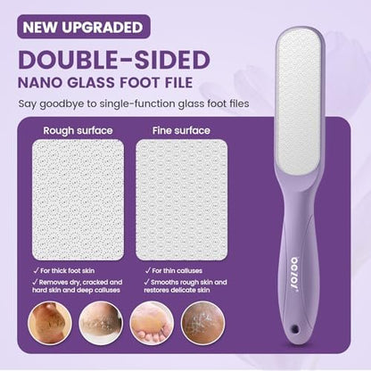 BEZOX Glass Foot File Callus Remover - Professional Pedicure Heel File for Silky Smooth Heels & Dead Skin Removal, Washable Foot Scraper (Purple, 1 Count) Avelisse