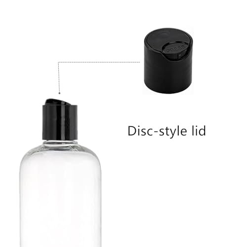 Zentriqlla 20 Pack 16oz Clear Plastic Empty Bottles - Squeezable Travel Containers with Disc Top Flip Caps for Shampoo, Lotion, Soap, BPA Free Avelisse