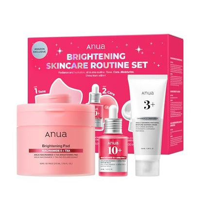 Anua Brightening Niacinamide Skincare Routine Set – TXA Toner Pad & Serum with Ceramide Moisturizer for Dark Spot Care & Hydration, Glass Skin Gift Set for Women, Korean Skincare Kit Avelisse