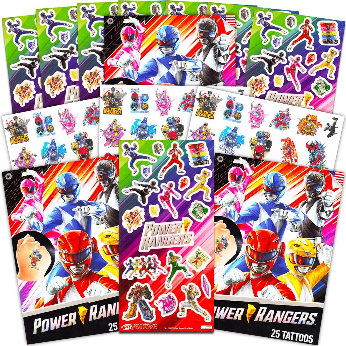 Power Rangers Party Favors Pack - 150 Stickers & 75 Temporary Tattoos for Kids, Boys, Girls | Party Supplies - görsel 2