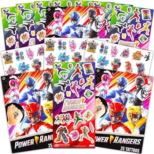 Power Rangers Party Favors Pack - 150 Stickers & 75 Temporary Tattoos for Kids, Boys, Girls | Party Supplies - görsel 1