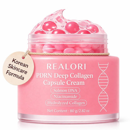 realori PDRN Capsule Cream with Vitamin C & Collagen – Korean Boba Moisturizer for Face, Pink Jelly Cream for Deep Hydration, Skin Repair, and Glow Avelisse