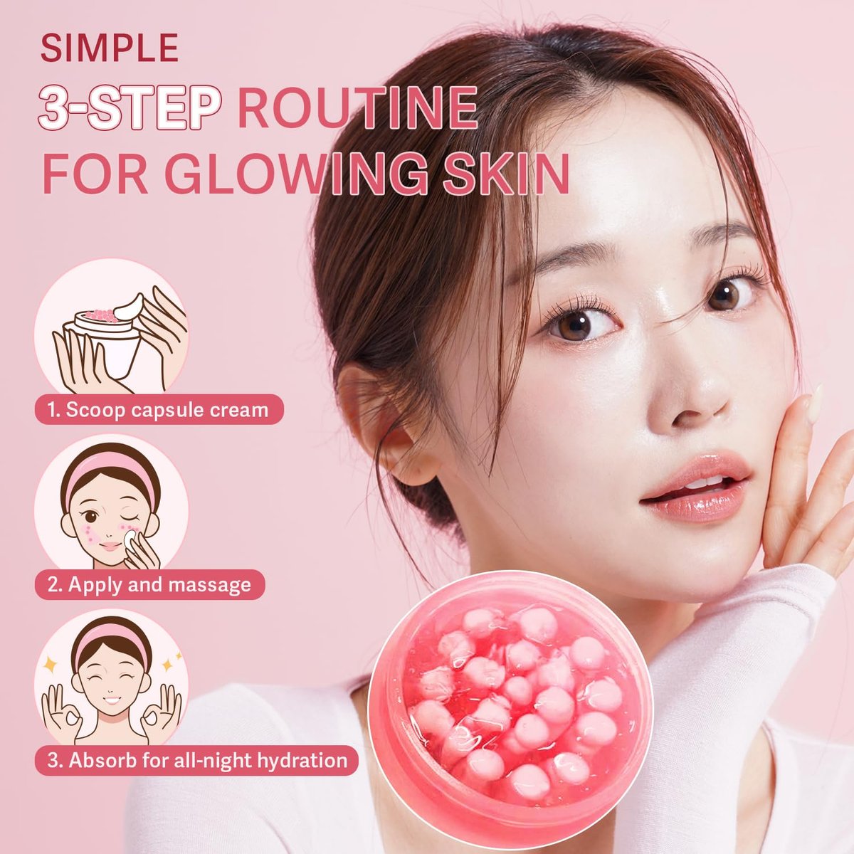 realori PDRN Capsule Cream with Vitamin C & Collagen – Korean Boba Moisturizer for Face, Pink Jelly Cream for Deep Hydration, Skin Repair, and Glow Avelisse