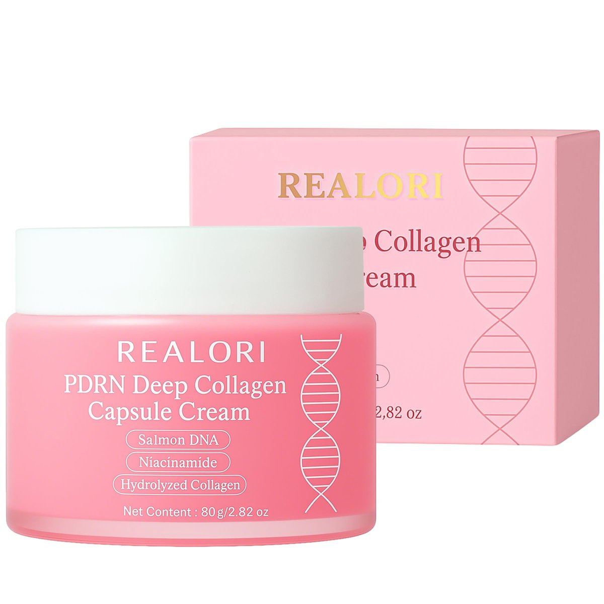 realori PDRN Capsule Cream with Vitamin C & Collagen – Korean Boba Moisturizer for Face, Pink Jelly Cream for Deep Hydration, Skin Repair, and Glow Avelisse