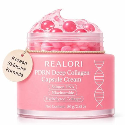 realori PDRN Capsule Cream with Vitamin C & Collagen – Korean Boba Moisturizer for Face, Pink Jelly Cream for Deep Hydration, Skin Repair, and Glow Avelisse