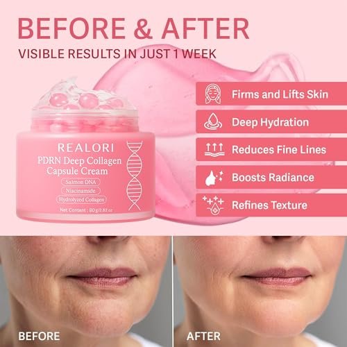 realori PDRN Capsule Cream with Vitamin C & Collagen – Korean Boba Moisturizer for Face, Pink Jelly Cream for Deep Hydration, Skin Repair, and Glow Avelisse