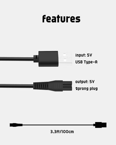 uijino TPOB Clippers Charger for TPOB Slime 2 Clippers - Replacement Power Cord with Cleaning Brush