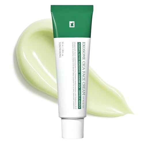 TOSOWOONG Exosome CICA Face Cream - Daily Soothing Moisturizer for Breakouts and Irritated Skin, Fast-Acting, Lightweight Korean Skincare for Redness and Blemish-Prone Skin, 50ml / 1.69 fl. oz. Avelisse
