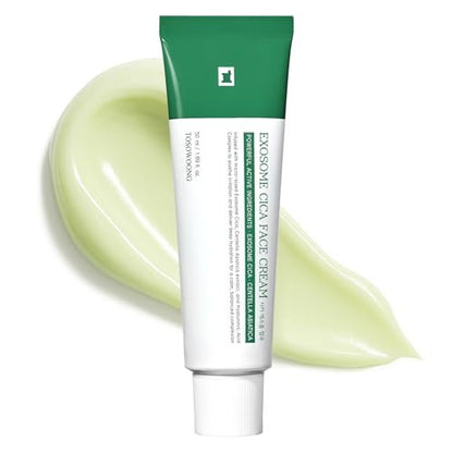 TOSOWOONG Exosome CICA Face Cream - Daily Soothing Moisturizer for Breakouts and Irritated Skin, Fast-Acting, Lightweight Korean Skincare for Redness and Blemish-Prone Skin, 50ml / 1.69 fl. oz. Avelisse
