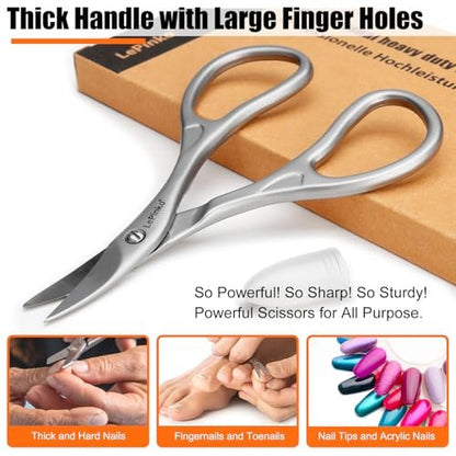 LePinko Professional Nail Scissors Kit – Micro-Serrated Blades for Manicure & Pedicure, Stainless Steel, Stocking Stuffer Gift for Men & Women Avelisse