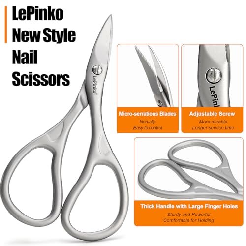 LePinko Professional Nail Scissors Kit – Micro-Serrated Blades for Manicure & Pedicure, Stainless Steel, Stocking Stuffer Gift for Men & Women Avelisse