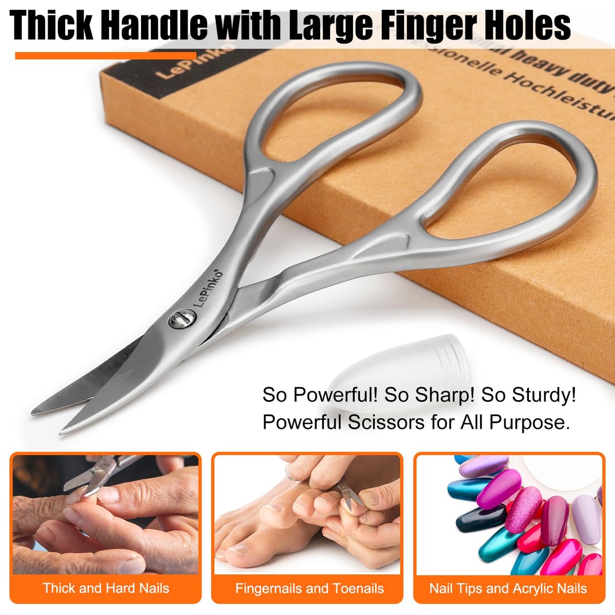 LePinko Professional Nail Scissors Kit – Micro-Serrated Blades for Manicure & Pedicure, Stainless Steel, Stocking Stuffer Gift for Men & Women Avelisse