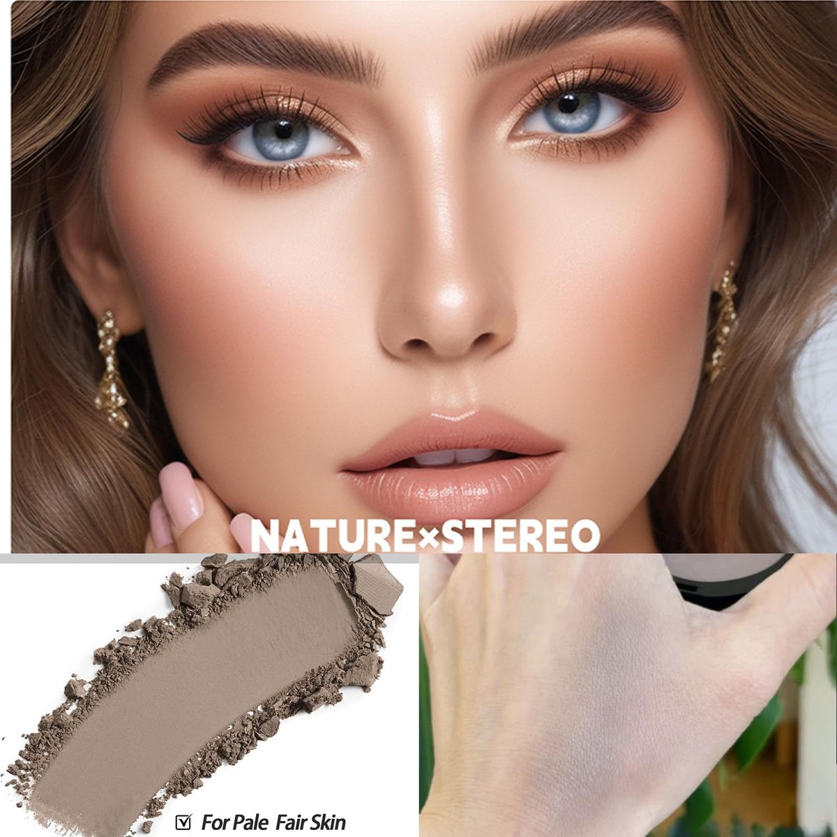 Okerker Cool Toned Contour Palette with Mirror - Taupe Grey Contour Powder for Pale Light Cool Toned Skin - görsel 7