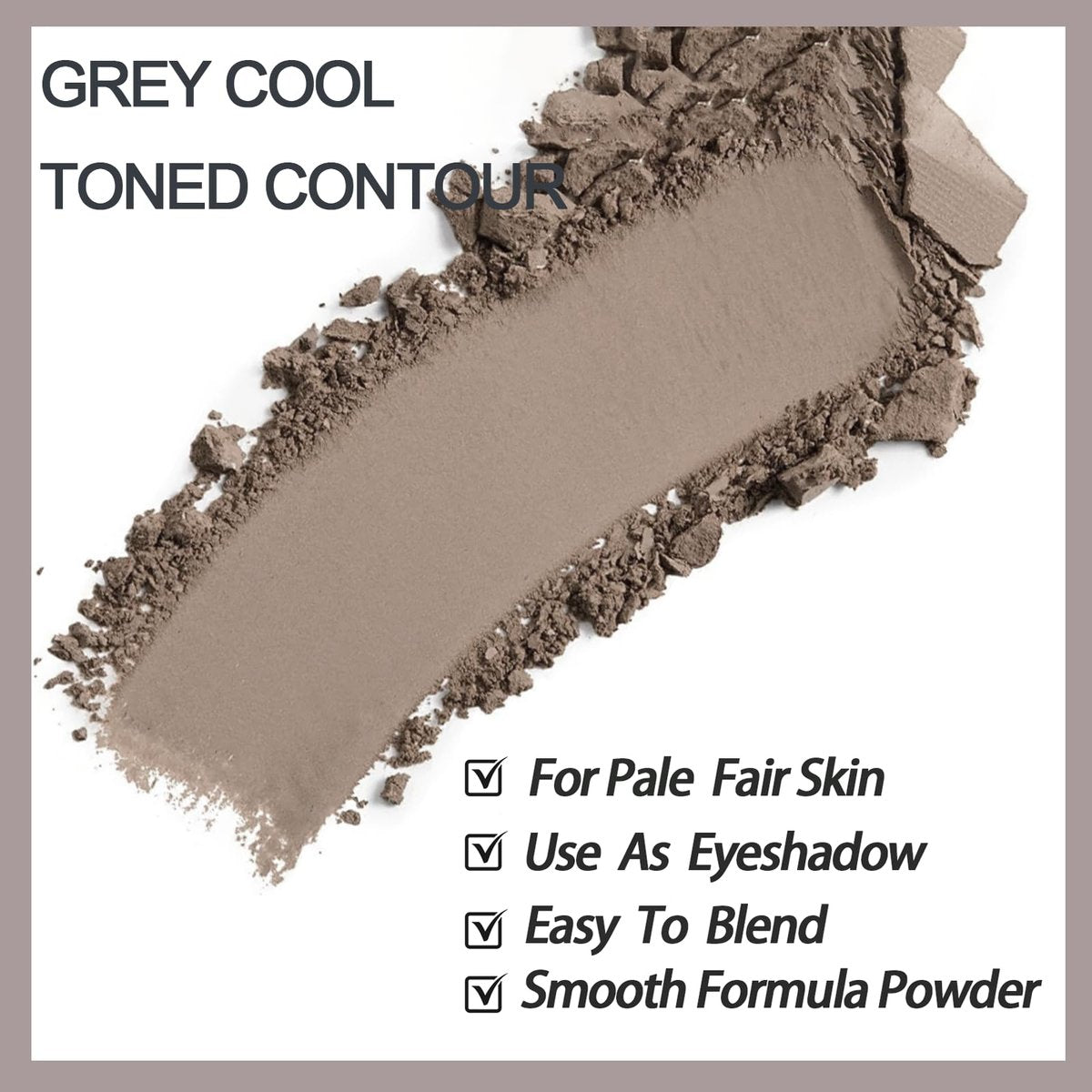 Okerker Cool Toned Contour Palette with Mirror - Taupe Grey Contour Powder for Pale Light Cool Toned Skin - görsel 3